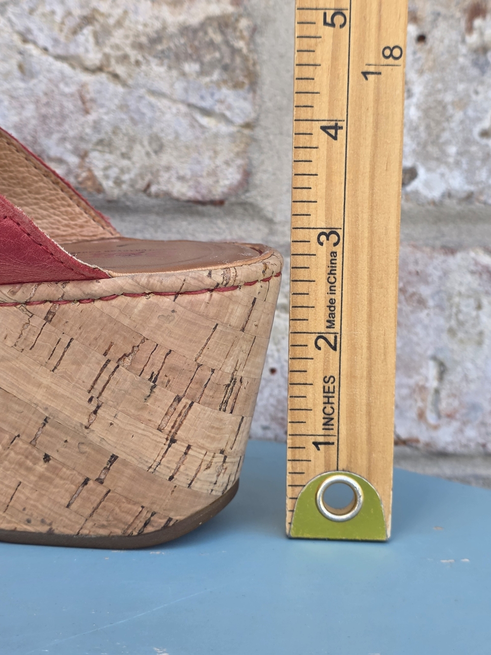 Born Pink Leather Cork Wedge Comfort Slide Sandals Size 7 - Picture 11 of 12
